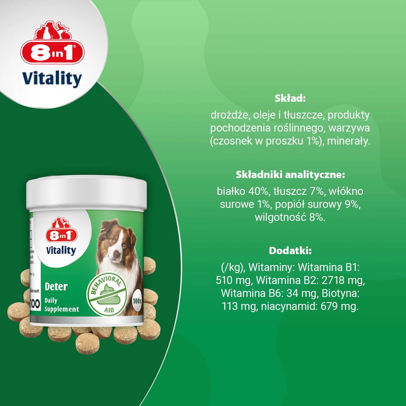 8in1 Vitality tabletki Deter Witaminy dla psów przeciw koprofagii 100 tabletek 6.jpg